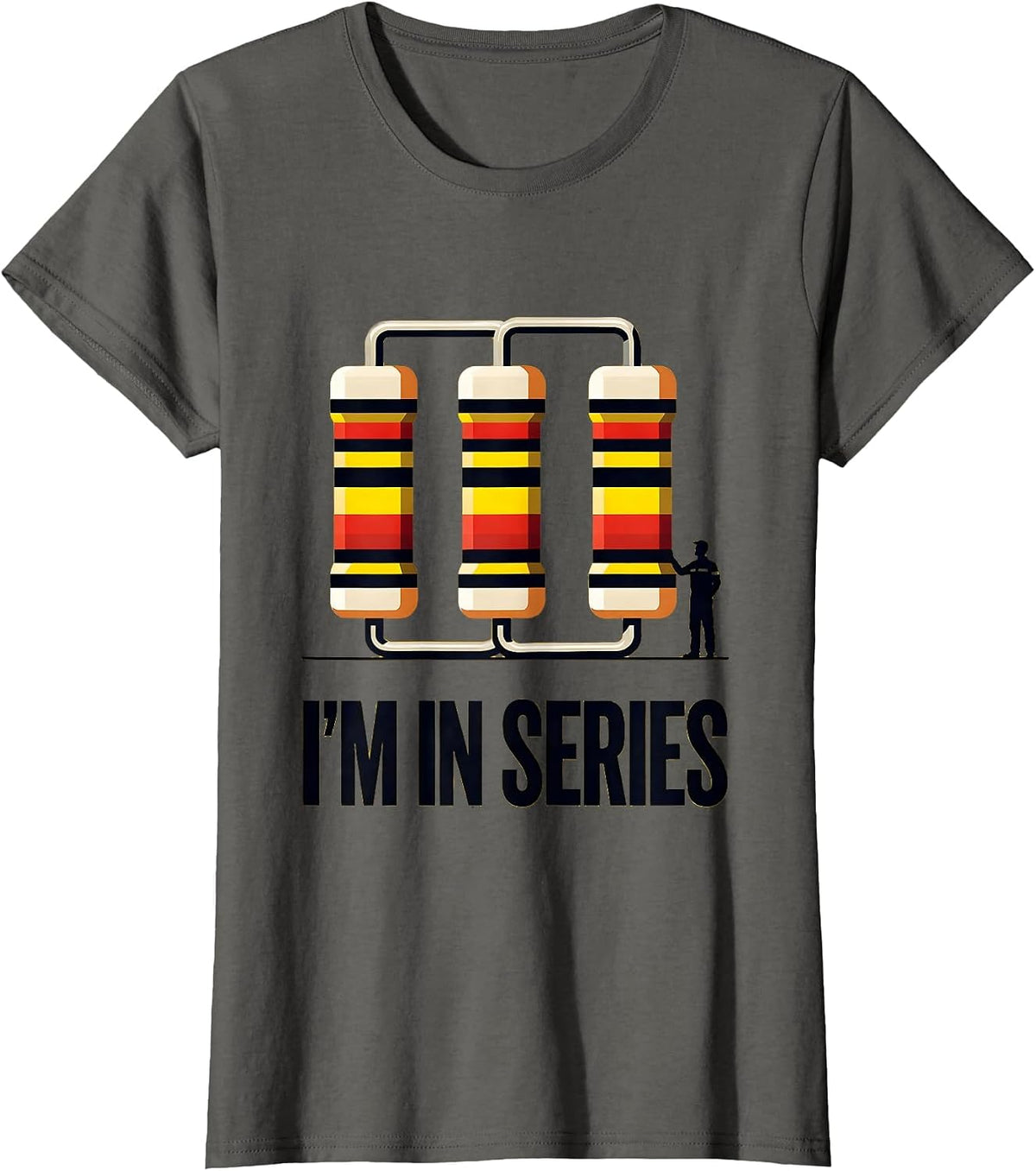 Women's I'M IN SERIES Geometric Electrician Engineer Tech Worker T-Shirt - Asphalt Grey