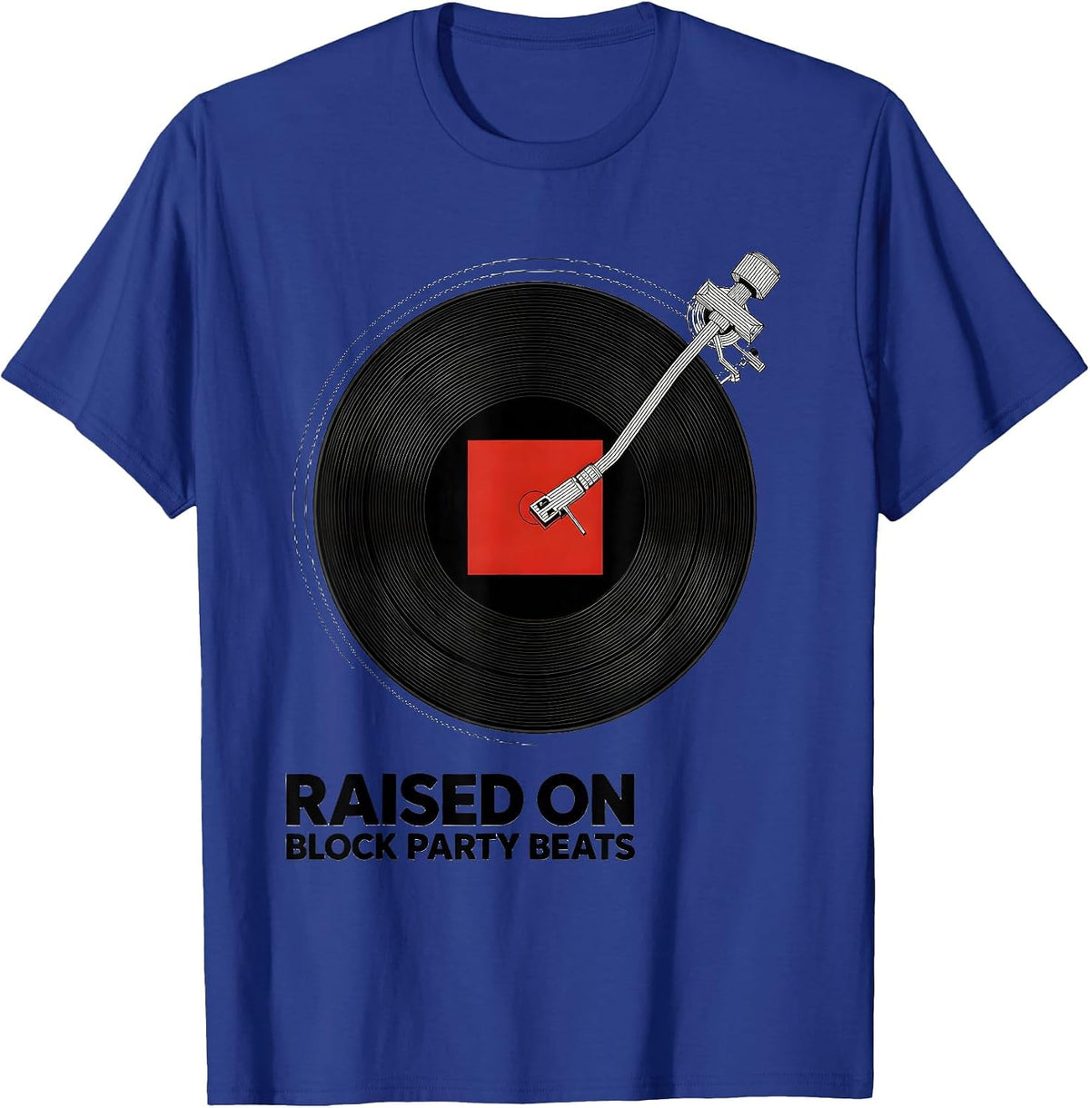 Raised On Block Party Beats Vintage 90s Hip-Hop Rap Lyric T-Shirt - Royal Blue