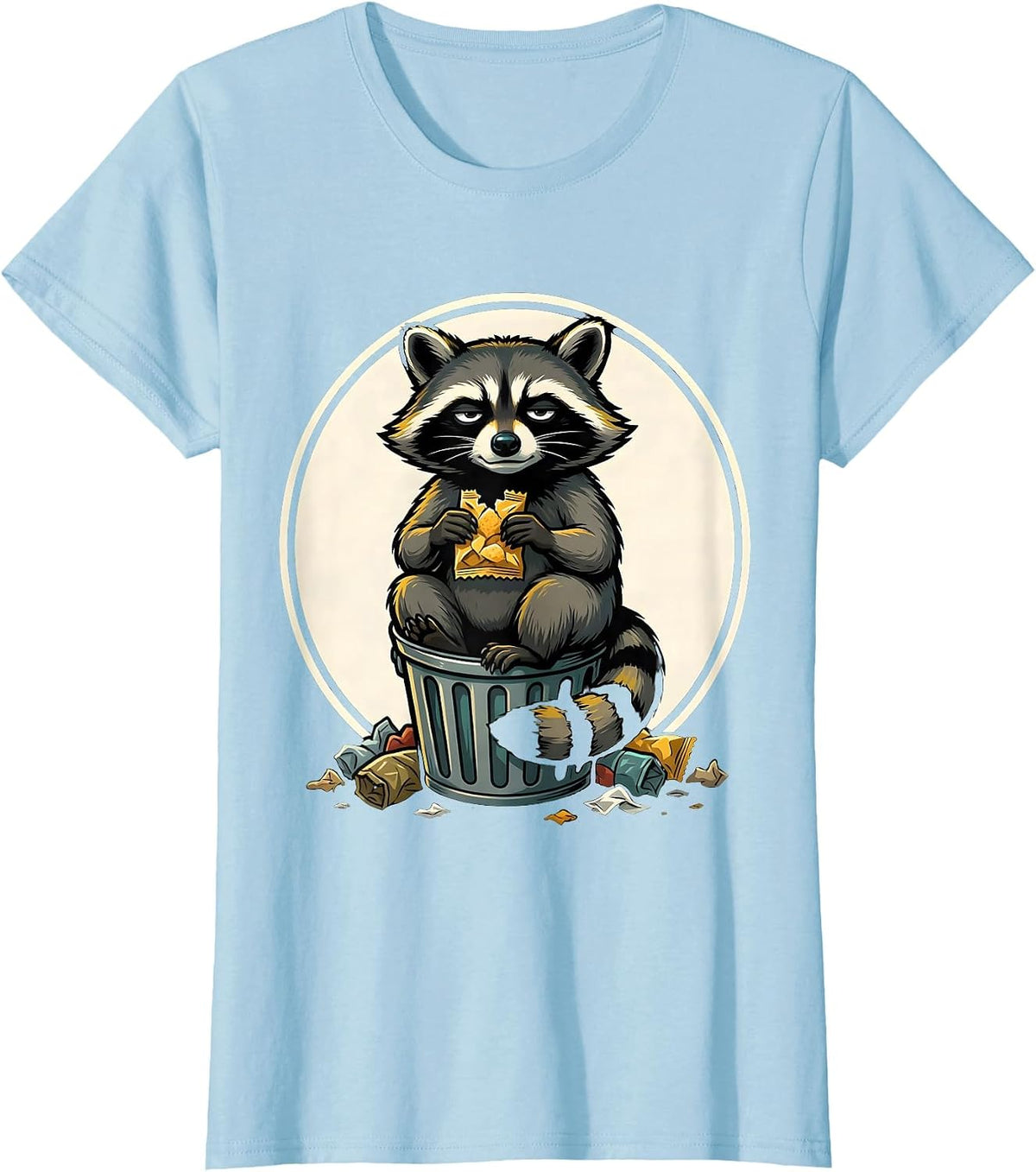 Trash Panda Raccoon Cartoon Funny Animal Humor T-Shirt - Baby Blue