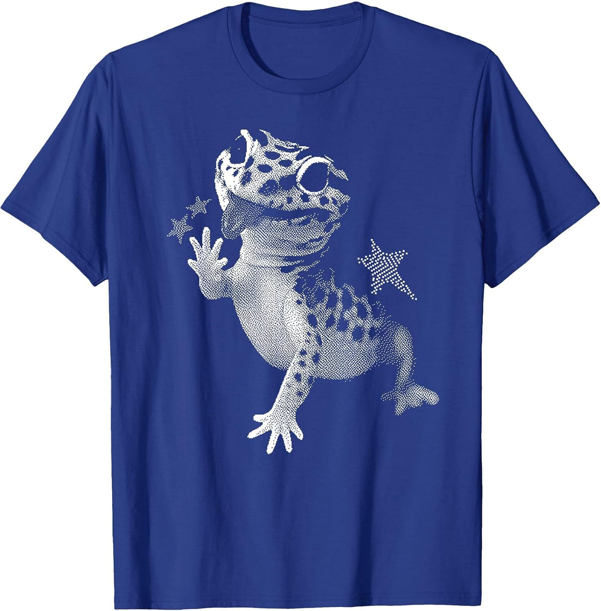 Retro Funny Leopard Gecko Meme Starry Cute Pet Lover Silly T-Shirt - Royal Blue