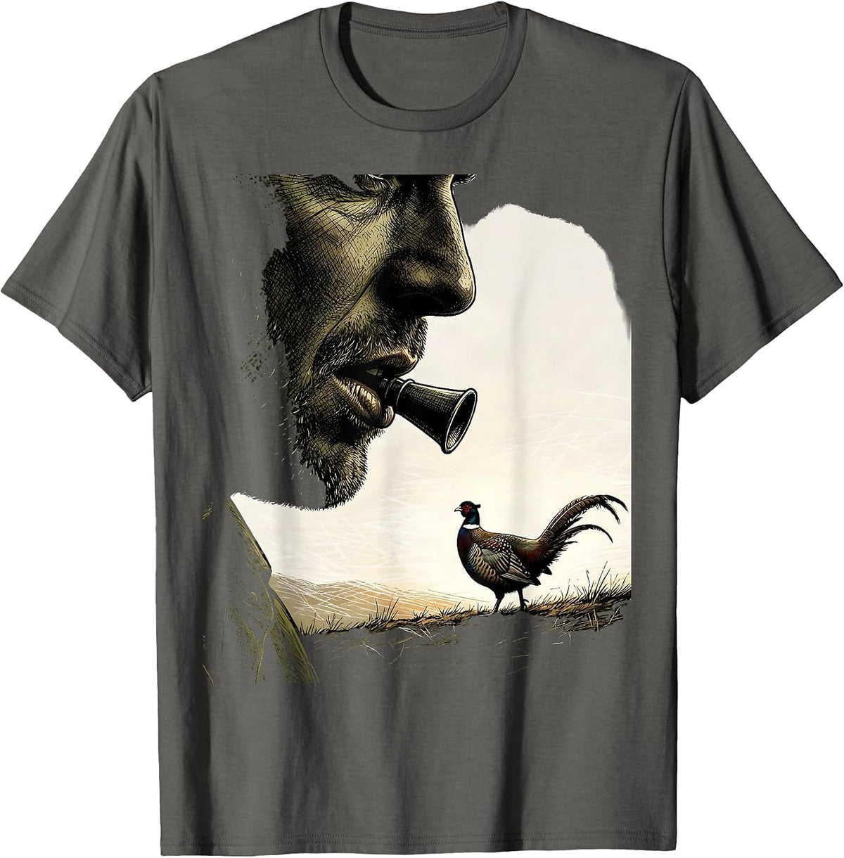 Turkey Hunter Camo Patriotic Turkey Hunting Humor T-Shirt - Asphalt Grey