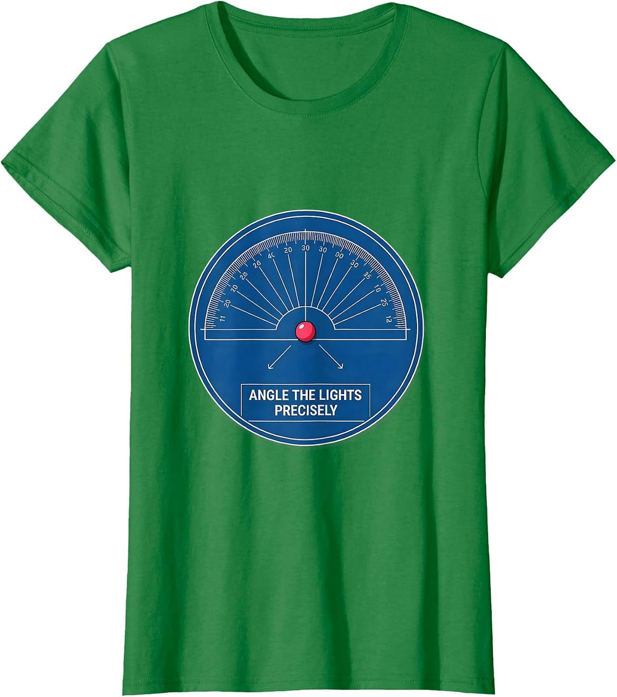 Women's Angle The Lights Precisely Technical Blueprint Math Teacher T-Shirt - Kelly Green