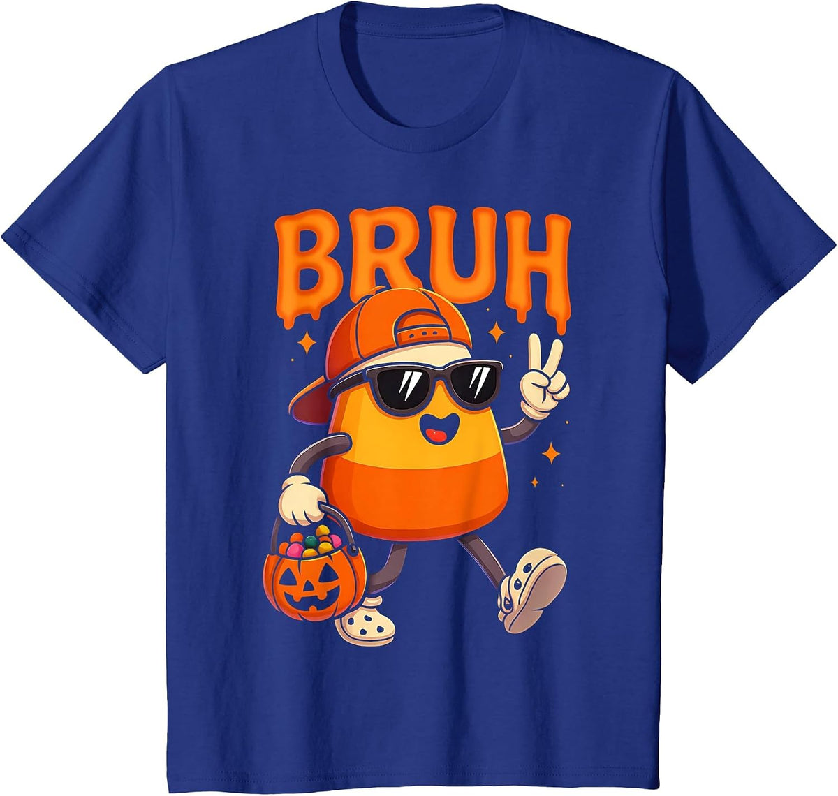 Bruh Halloween Team Candy Corn Trick Or Treat Kids Boy Funny T-Shirt - Royal Blue