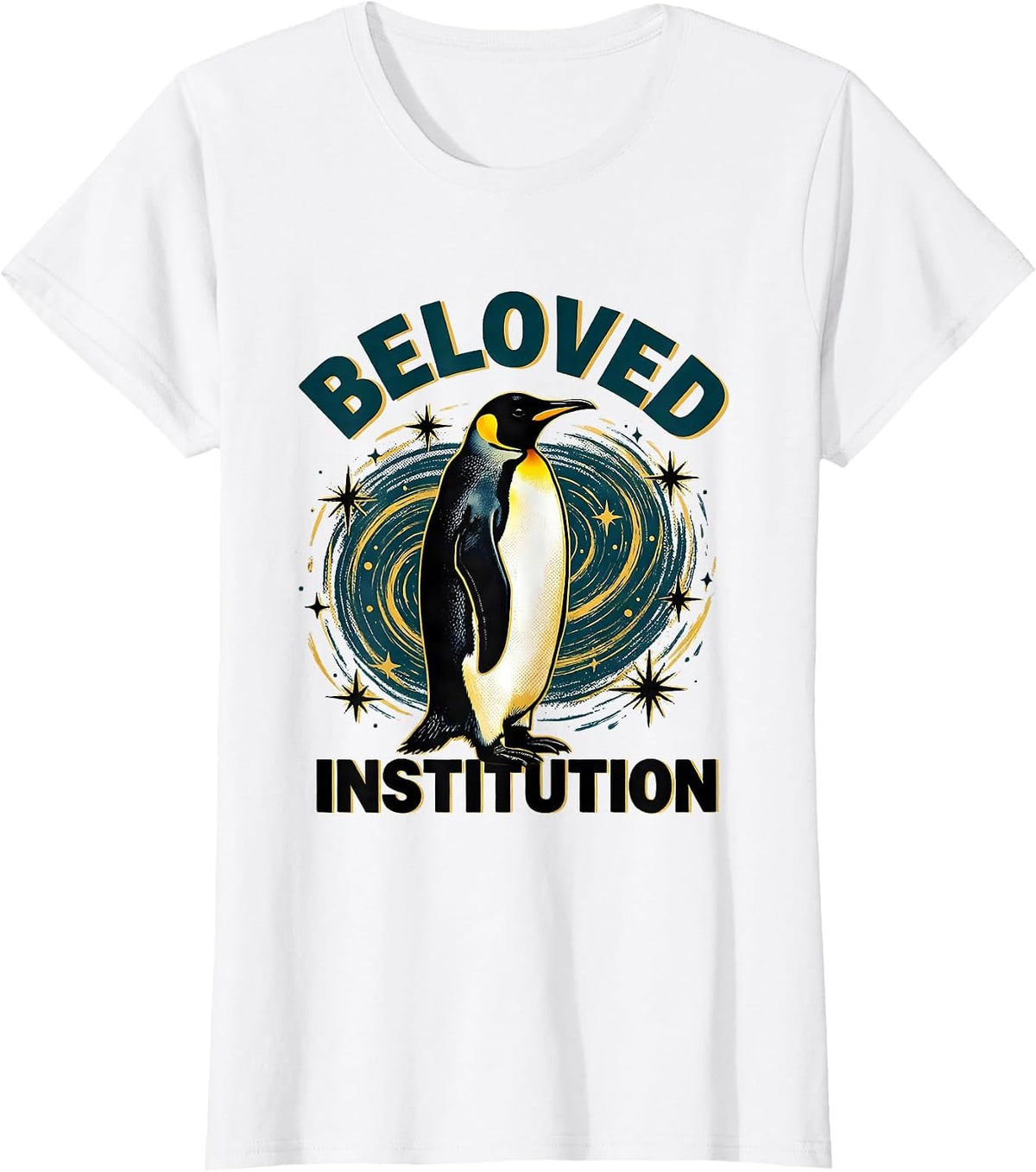 Women's Beloved Institution Penguin Van Gogh Starry Night Animal T-Shirt - White