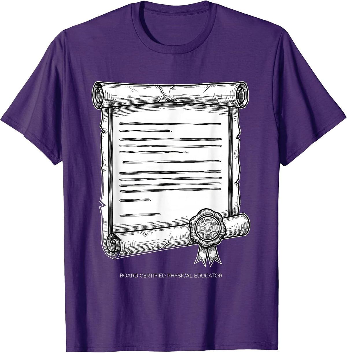 Men's Board Certified Physical Educator Funny PE Teacher Back T-Shirt - Purple