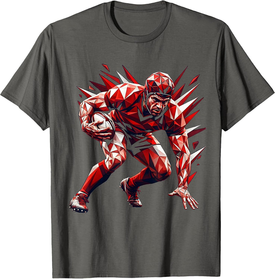 Rugby Tackle Graphic Tee Low Action Illustration T-Shirt - Asphalt Grey