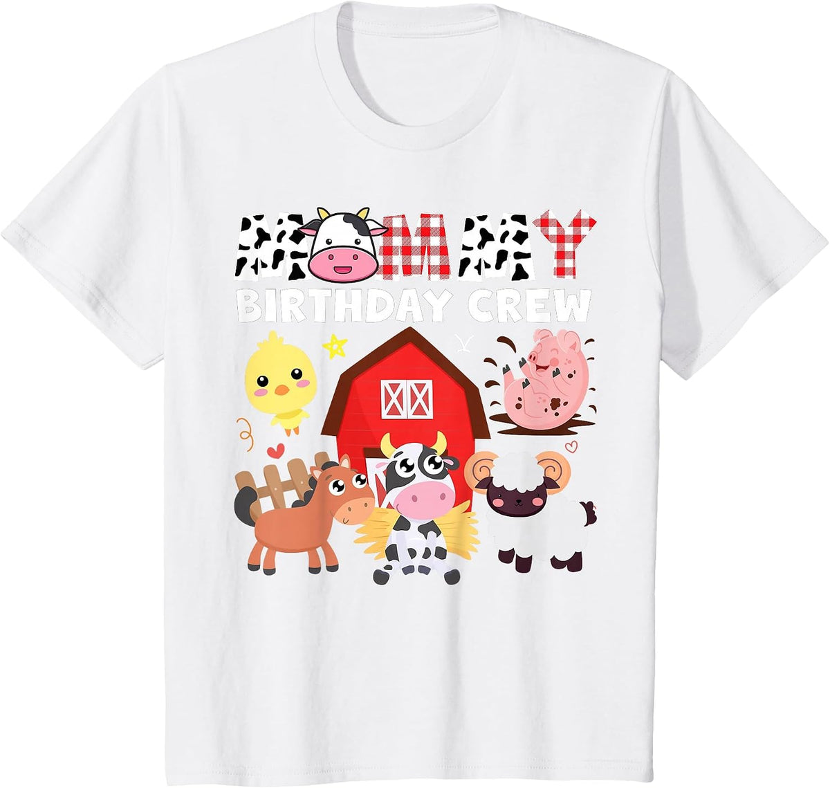 Cow Mommy Birthday Crew Farm Theme Animals Birthday Party T-Shirt - White