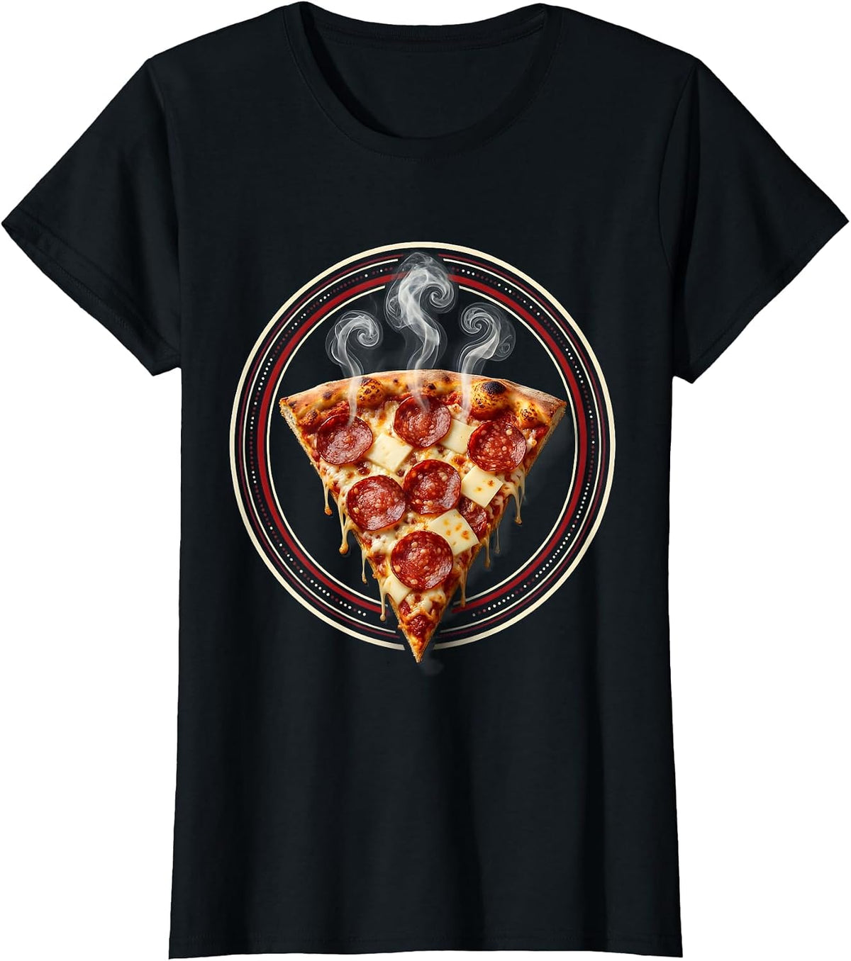 Friday Pizza Slice Steaming Graphic Design T-Shirt - Black