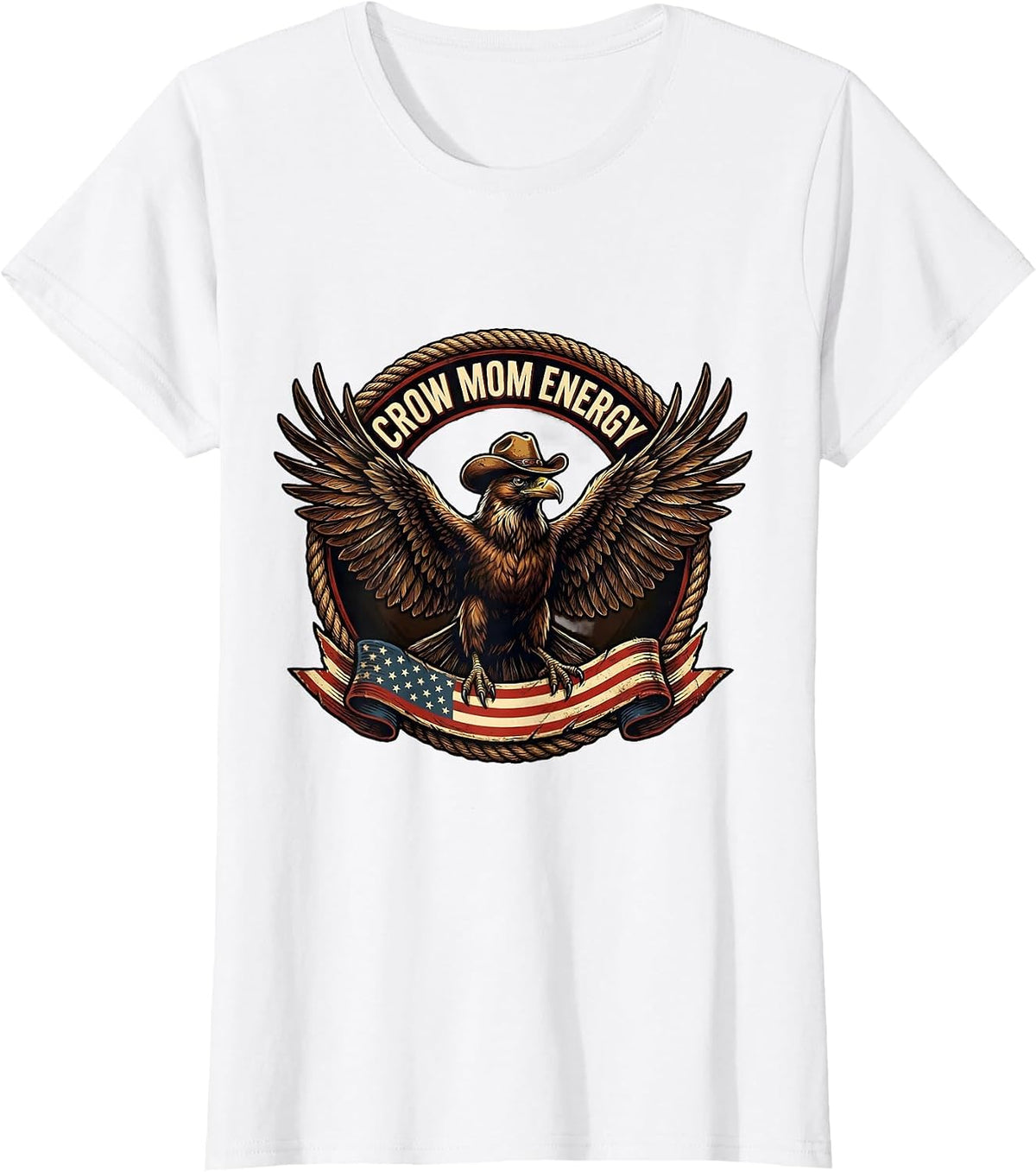 Crow Mom Energy Funny Bird Lover Design T-Shirt - White