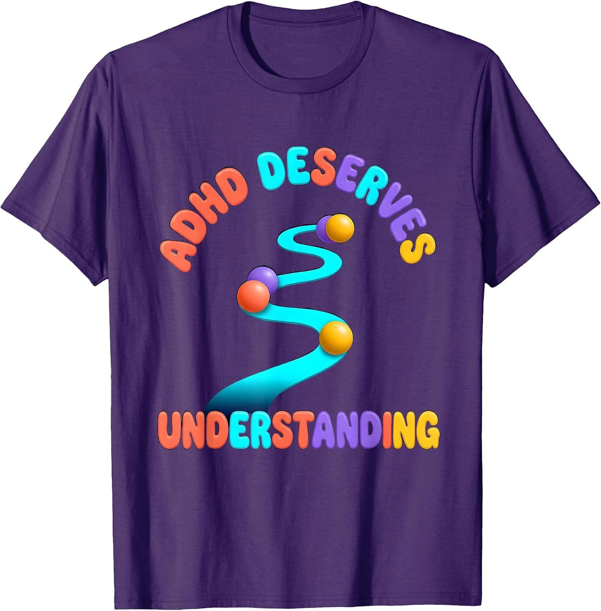 ADHD Deserves Understanding Colorful Neurodiversity T-Shirt - Purple