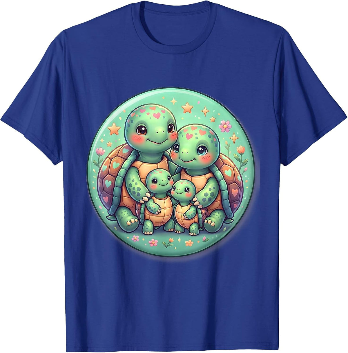 Family of Turtles Matching Shell Patterns Design T-Shirt - Royal Blue