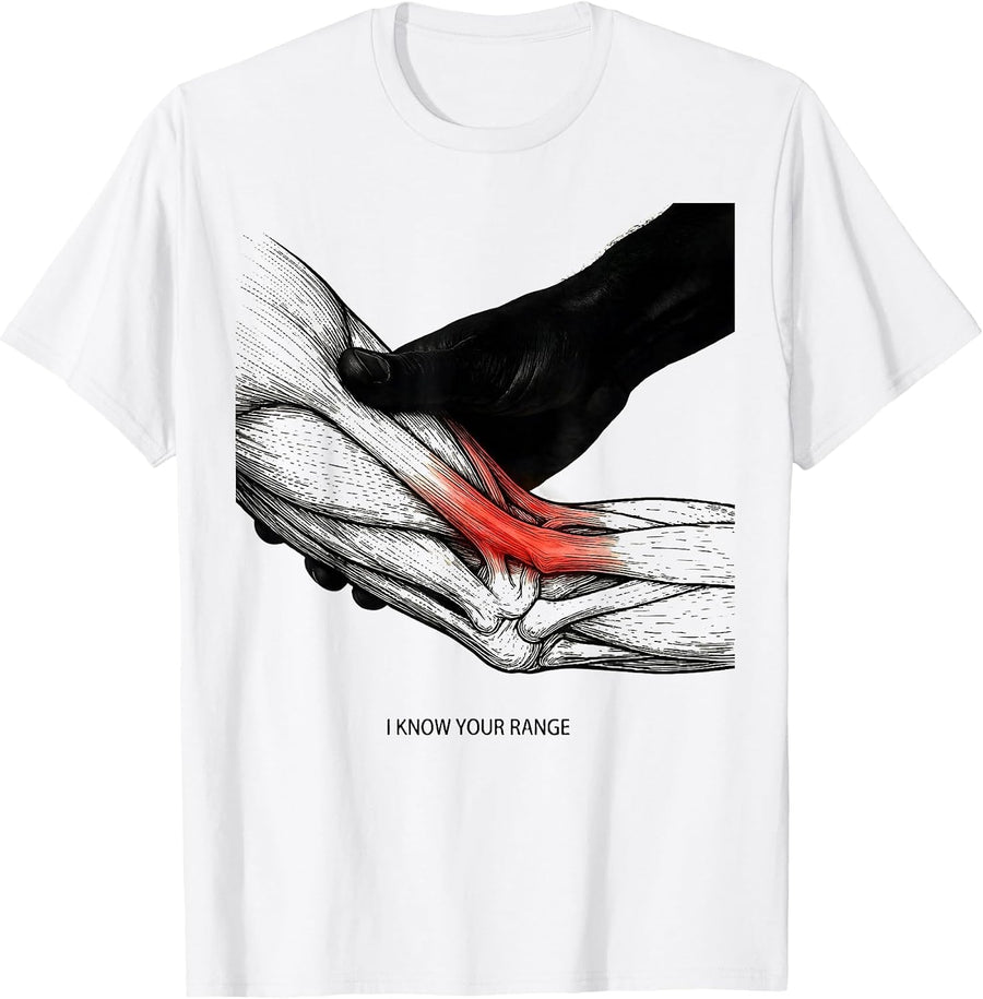 Men's I Know Your Range Funny Physical Therapist PT Massage T-Shirt - White