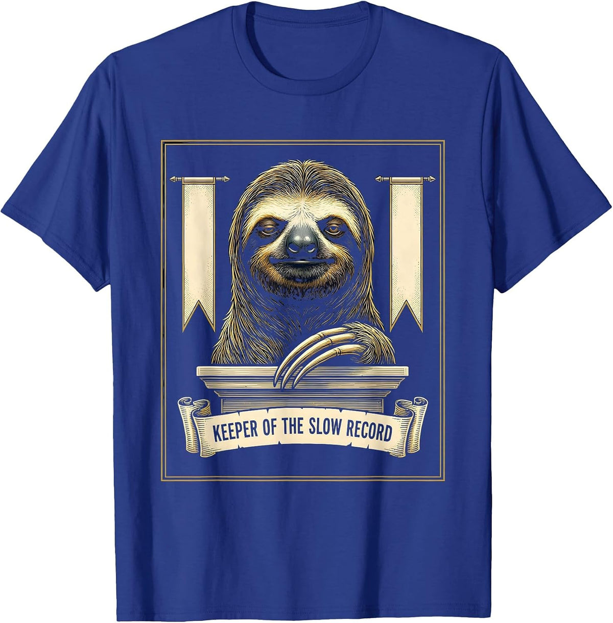 Men's Keeper Of The Slow Record Funny Sloth Lover Animal Humor T-Shirt - Royal Blue