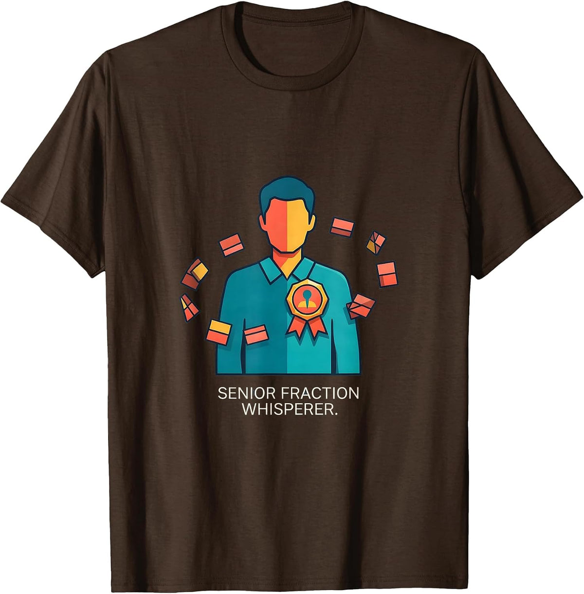 Men's Senior Fraction Whisperer Funny Math Teacher Gift Humor T-Shirt - Brown