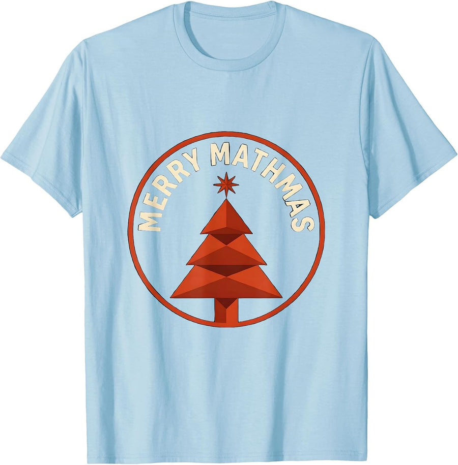 Men's Merry Mathmas Math Teacher Christmas Pun Gift T-Shirt - Baby Blue