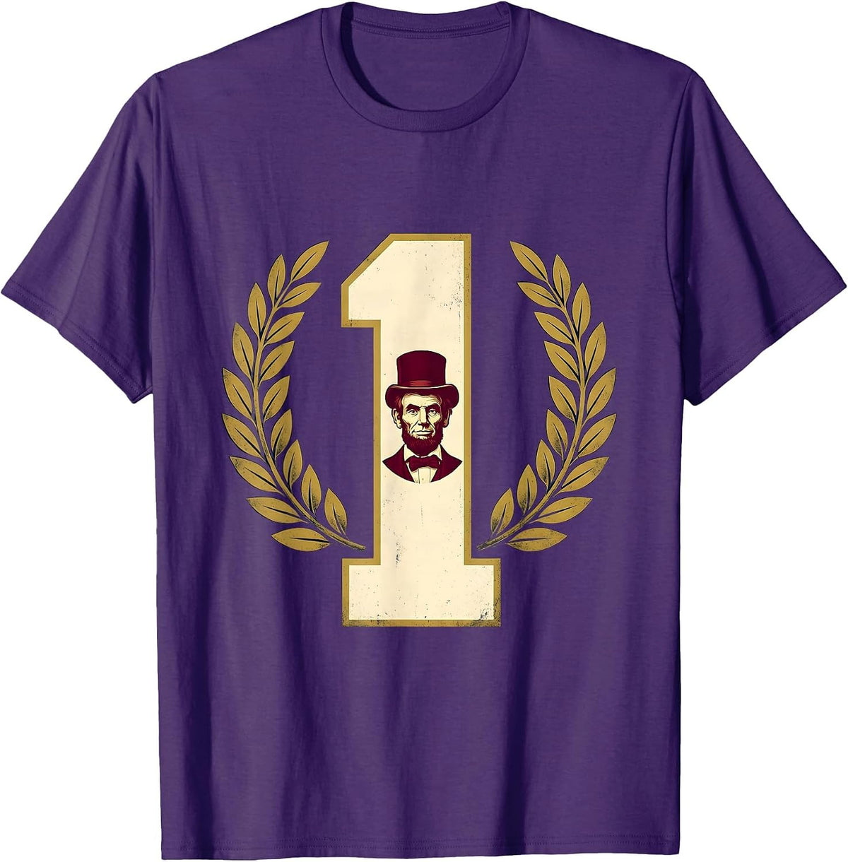 Men's Champion Lincoln Portrait Humor Sports Fan T-Shirt - Purple
