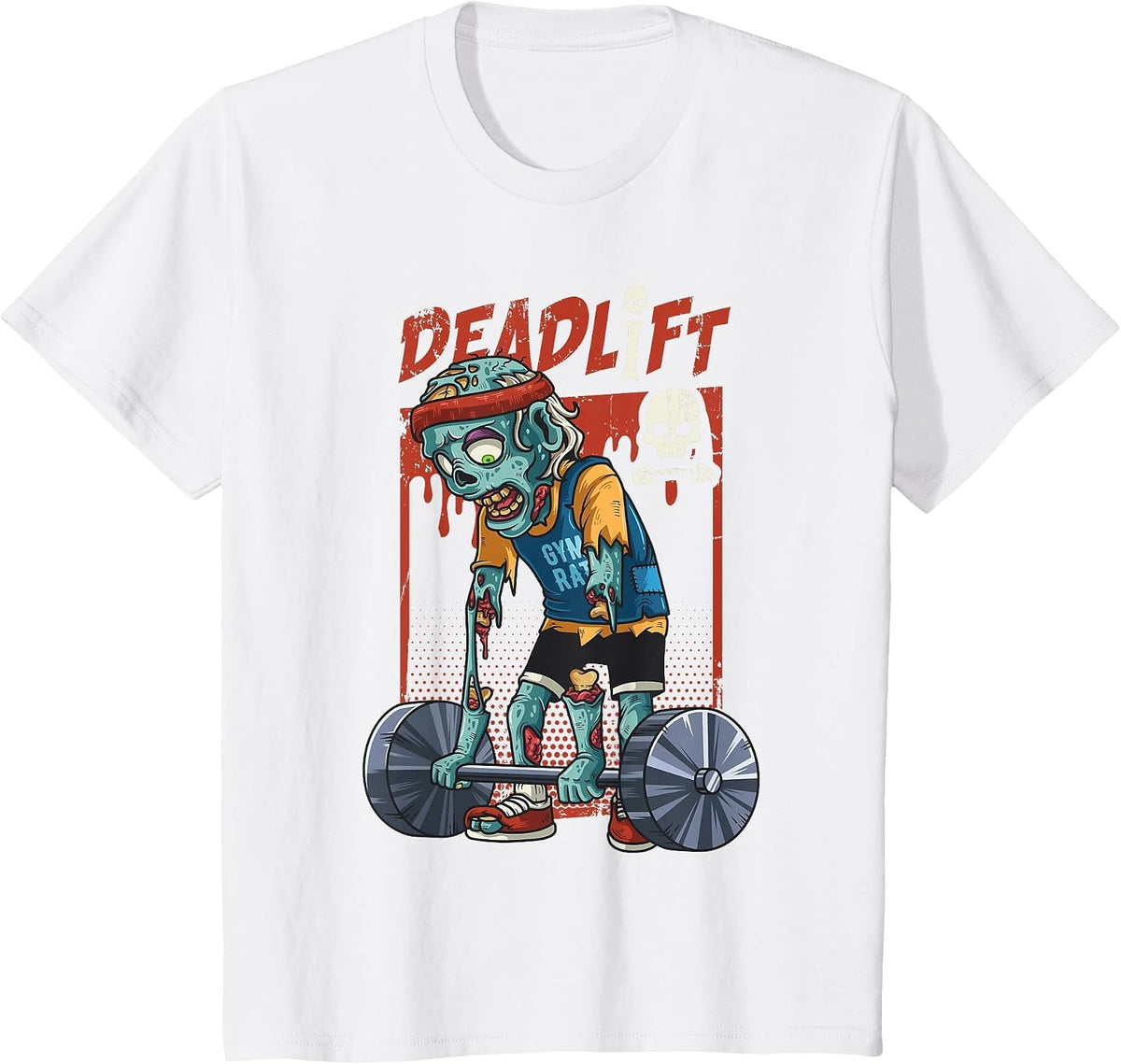 Zombie Deadlift Weight Lifting Halloween Fitness Gym Workout T-Shirt - White