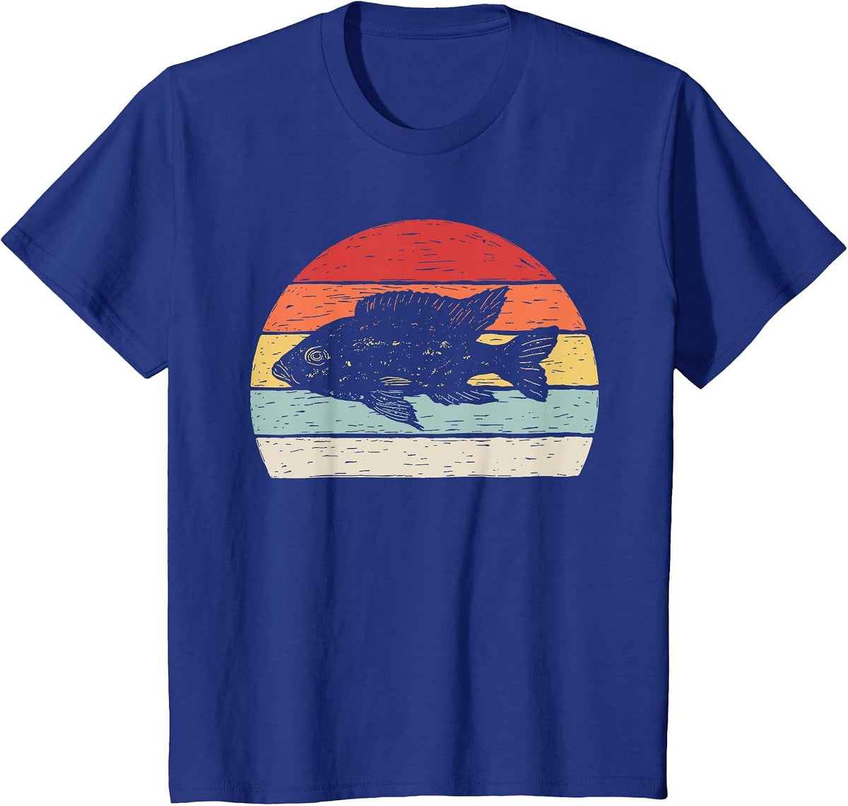 Vintage Retro Cichlid Fish T-Shirt - Royal Blue