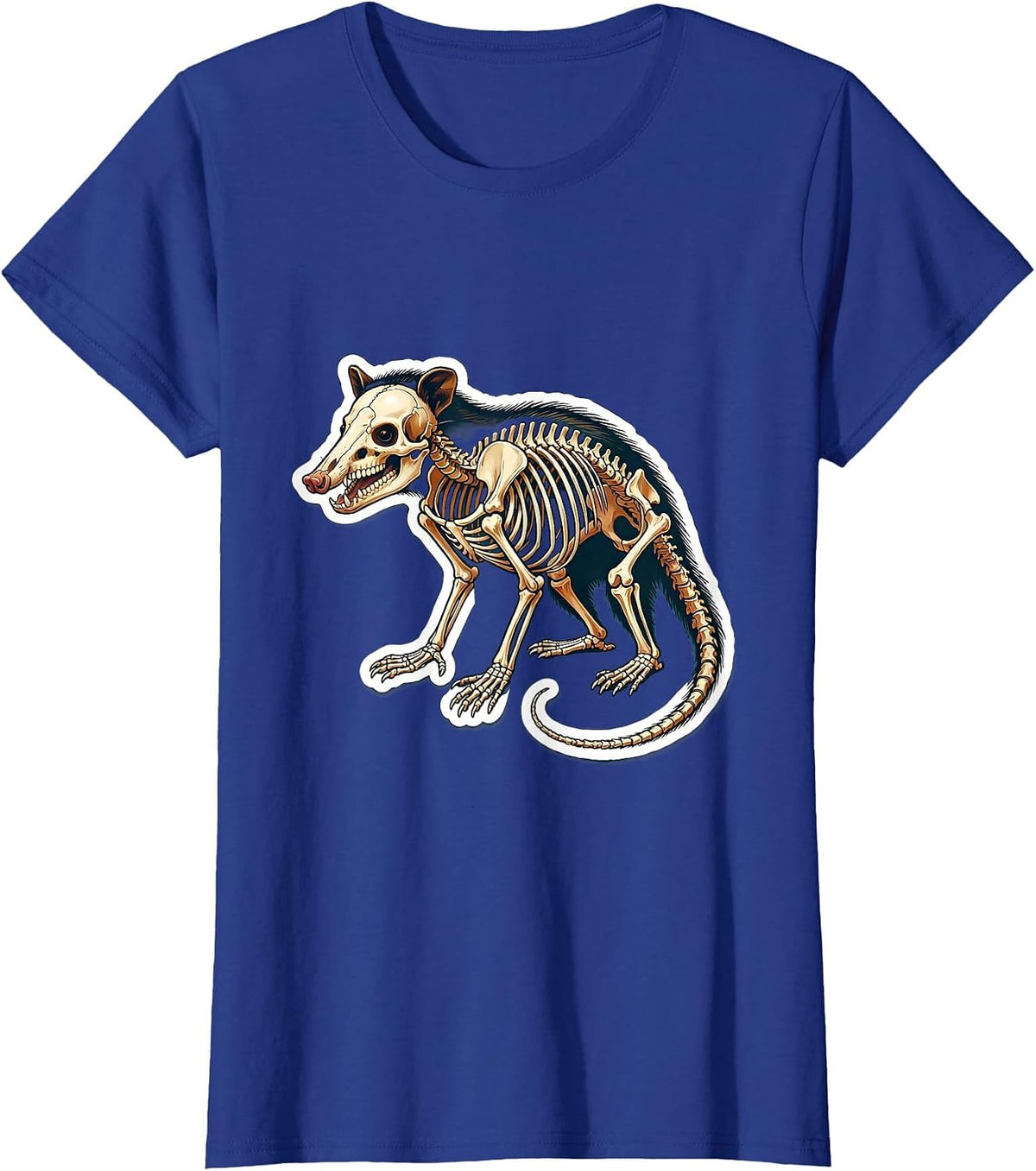 Women's Opossum Skeleton Classic Anatomy Illustration T-Shirt - Royal Blue