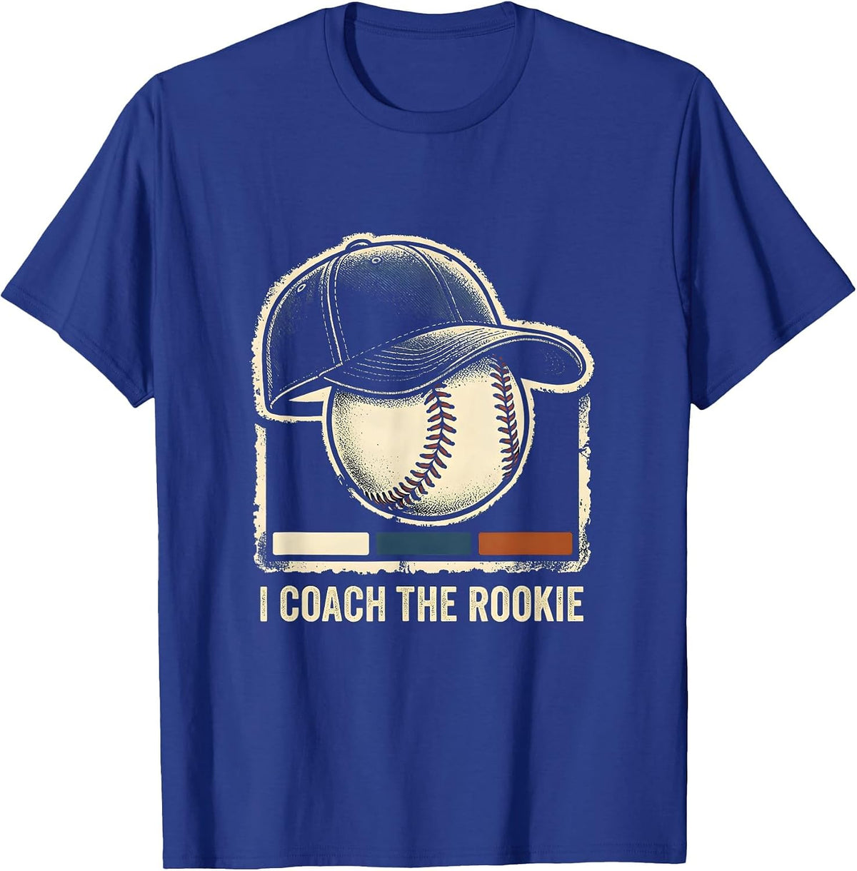 Men's I Coach The Rookie Rubber Stamp Baseball Birthday Family T-Shirt - Royal Blue