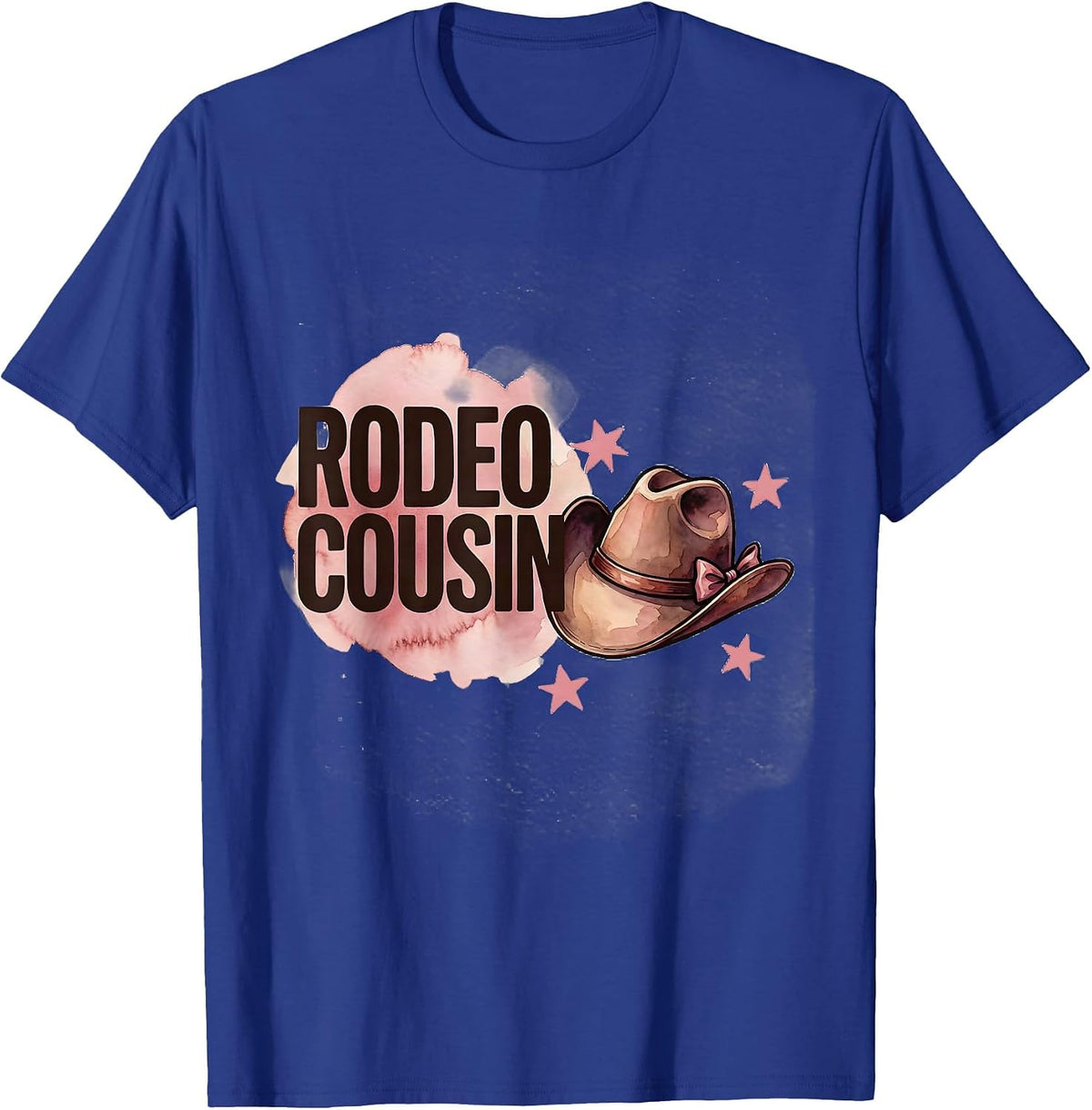 Rodeo Cousin Watercolor Cowgirl Hat Birthday Party Family T-Shirt - Royal Blue