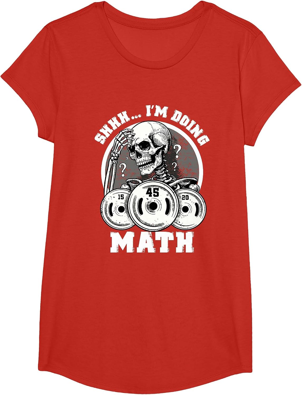 Shhh I'm Doing Math Funny Weightlifting Funny Gym Workouts T-Shirt - Girls Red