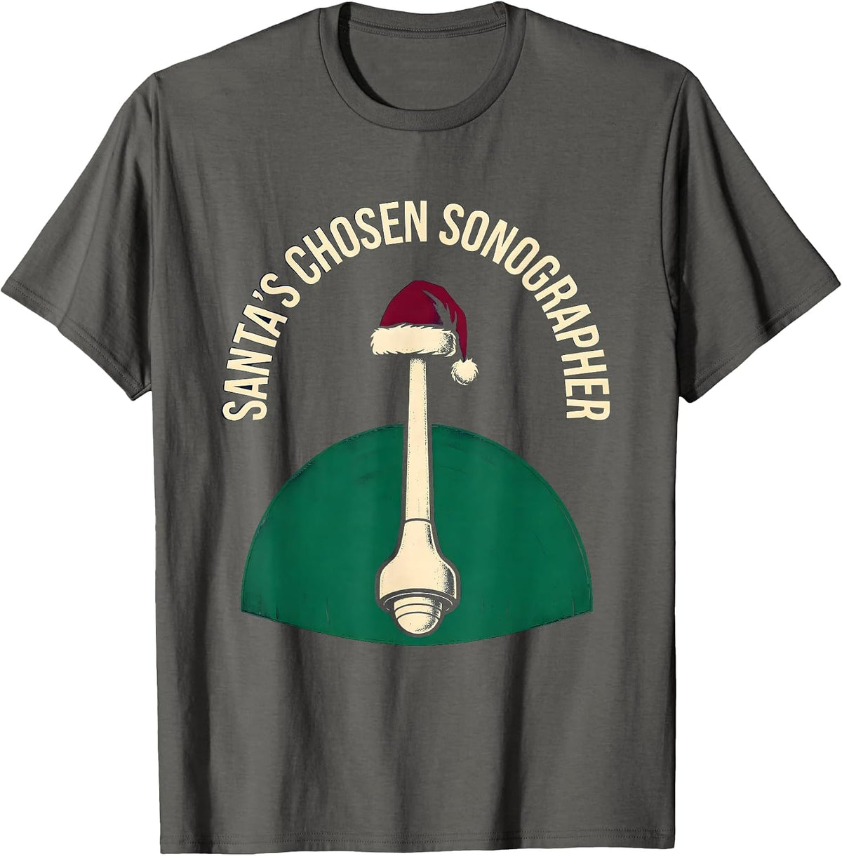 Men's Santa's Chosen Sonographer Funny Radiology Tech Christmas T-Shirt - Asphalt Grey