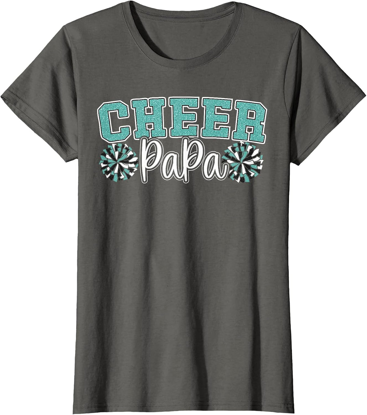 Cheer Papa My Favorite Cheerleader Calls Me Dad Teal Blue T-Shirt - Asphalt Grey