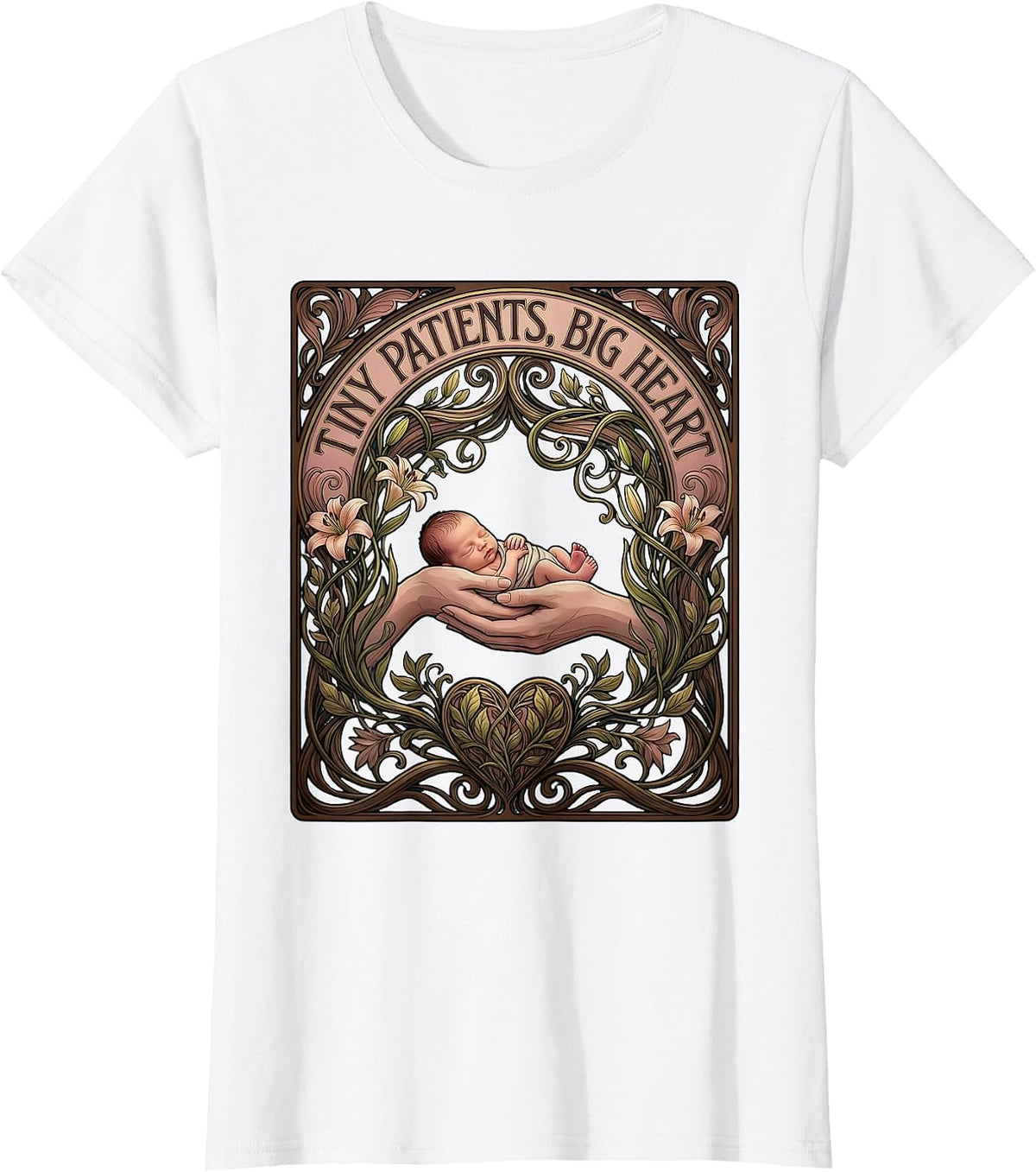 Tiny Patients Big Heart NICU Nurse Design T-Shirt - White