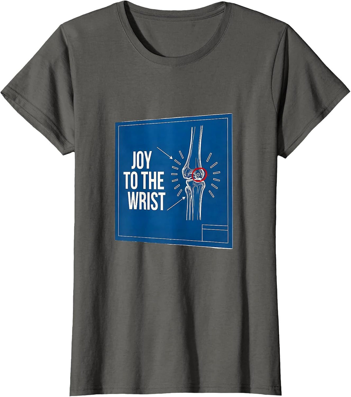 Women's Joy To The Wrist Technical Blueprint Physical Therapist T-Shirt - Asphalt Grey
