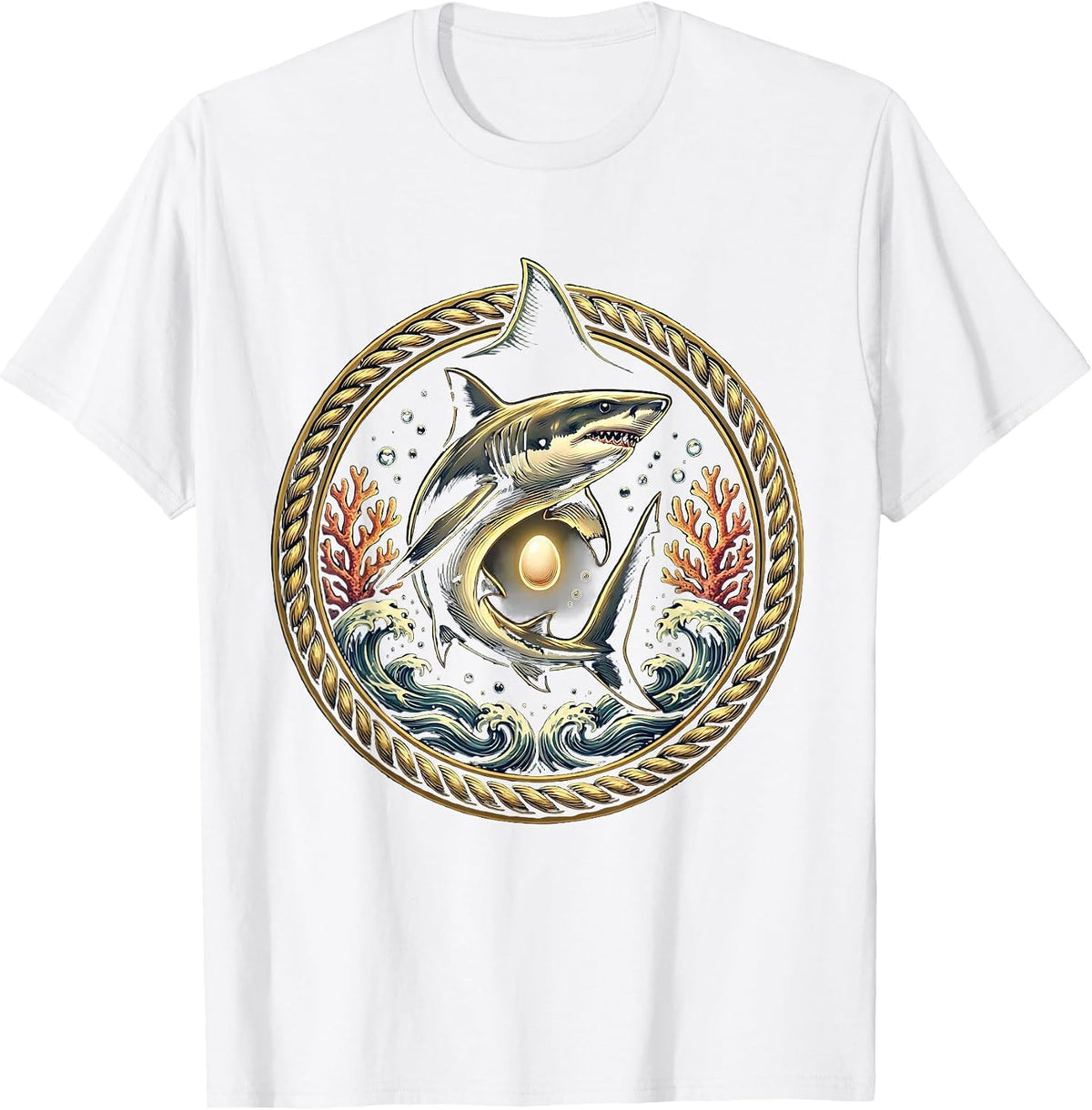 Men's Mommy Shark Glowing Deep Sea Protector T-Shirt - White