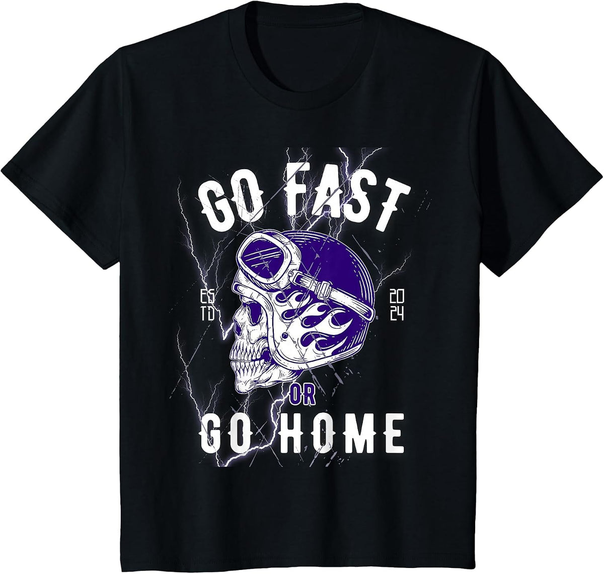 Go Fast or Go Home - Vintage Motorcycle Biker Skull T-Shirt - Black