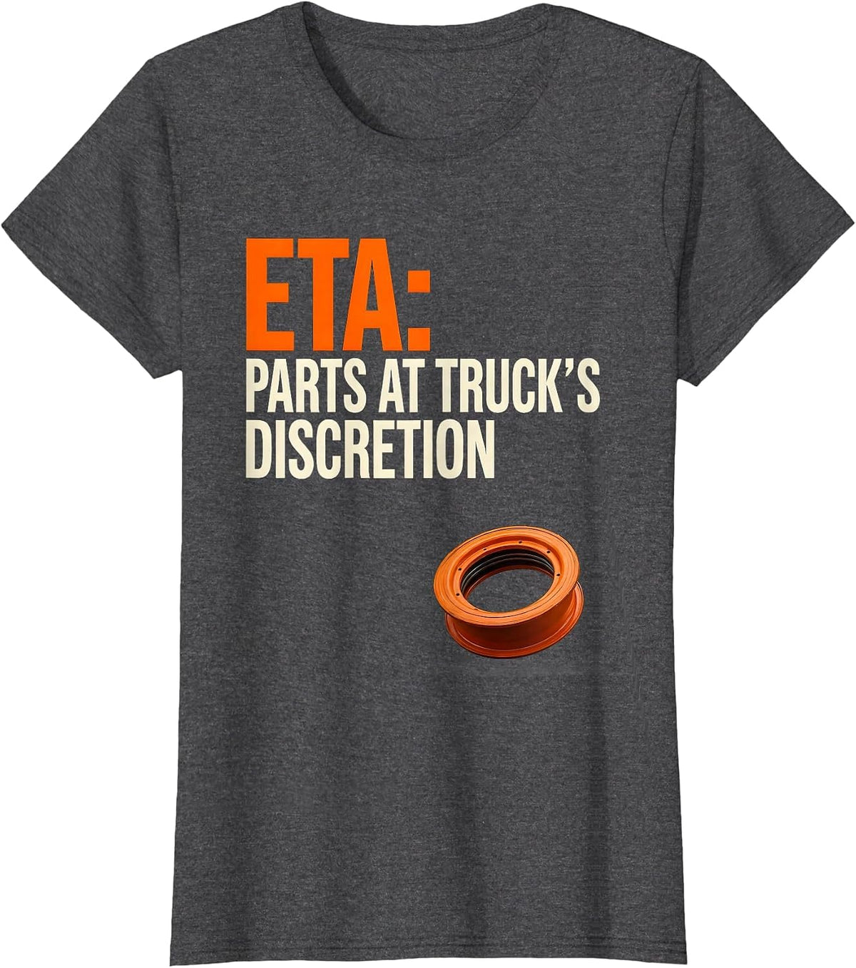 Women's ETA PARTS AT TRUCK'S DISCRETION Funny Mechanic Skeleton Auto T-Shirt - Dark Heather Grey