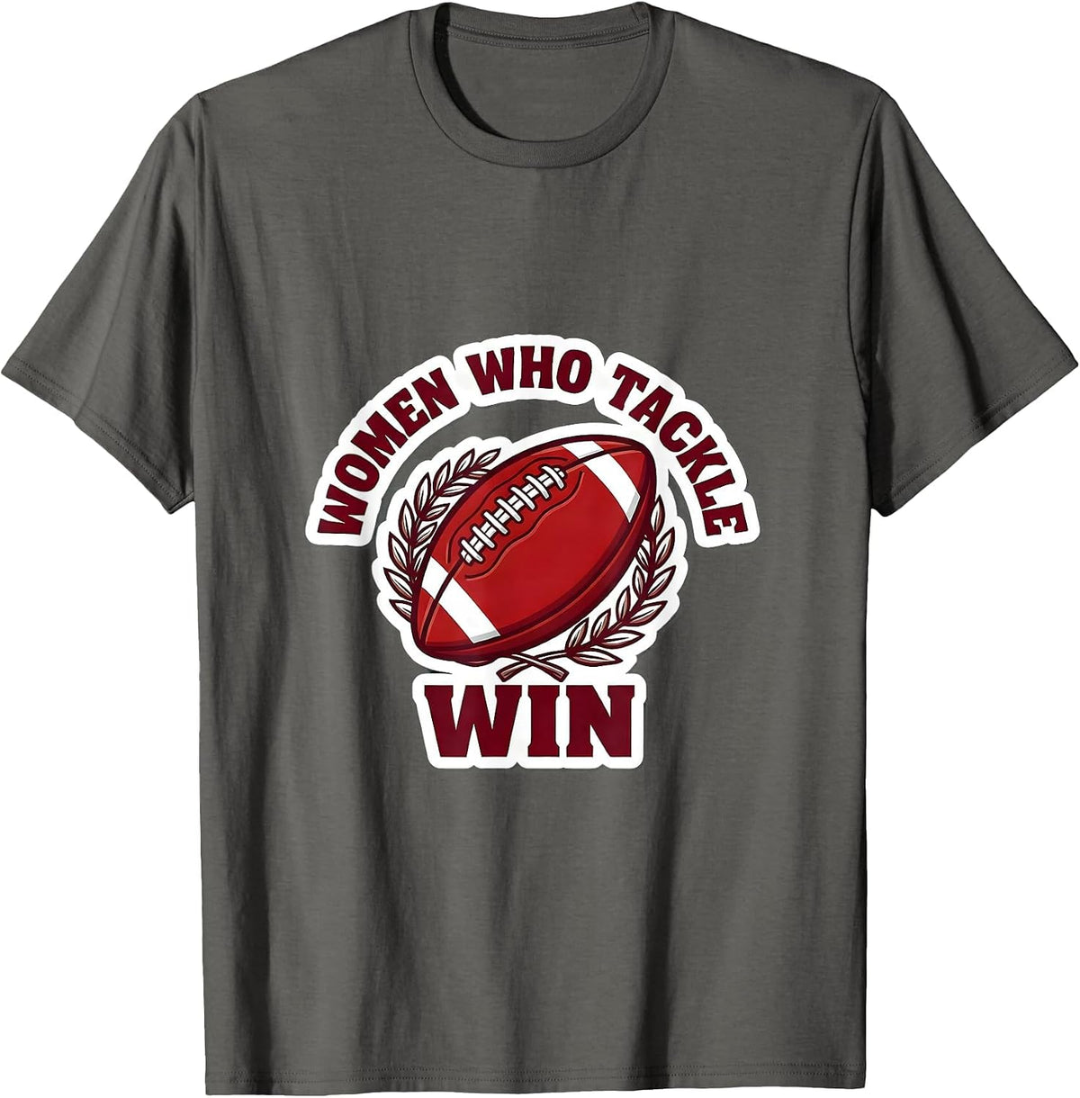 Men's Women Who Tackle Win Rugby Graphic Design T-Shirt - Asphalt Grey