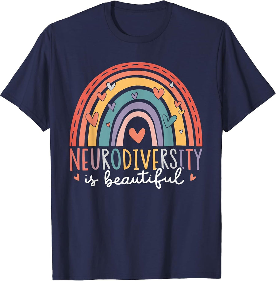 Neurodiversity is Beautiful SPED ADHD Autism Awareness Month T-Shirt - Navy Blue