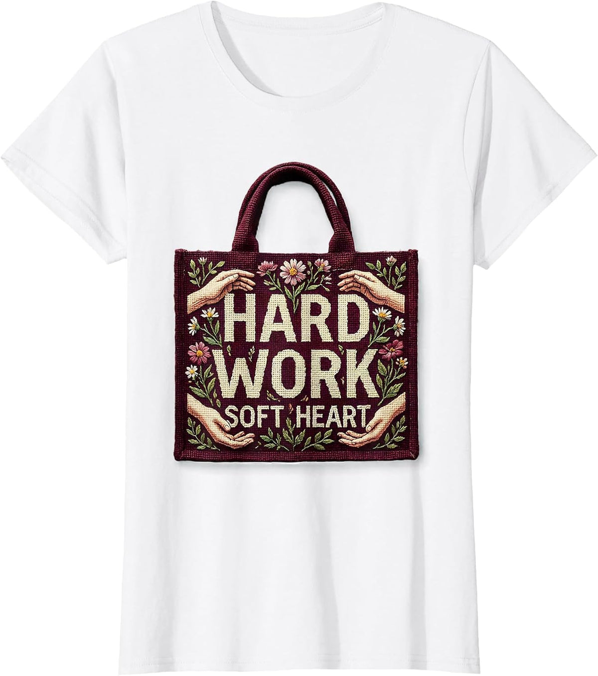 Women's Hard Work Soft Heart Social Worker Design T-Shirt - White