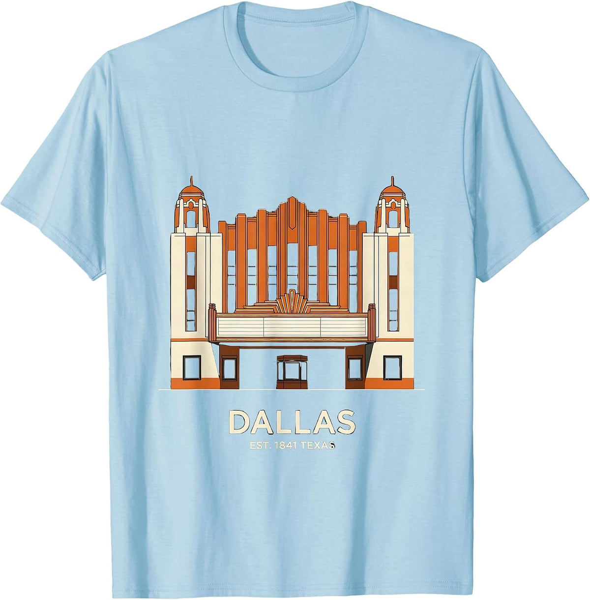 Men's Dallas Est. 1841 Texas Vintage Retro City Pride T-Shirt - Baby Blue