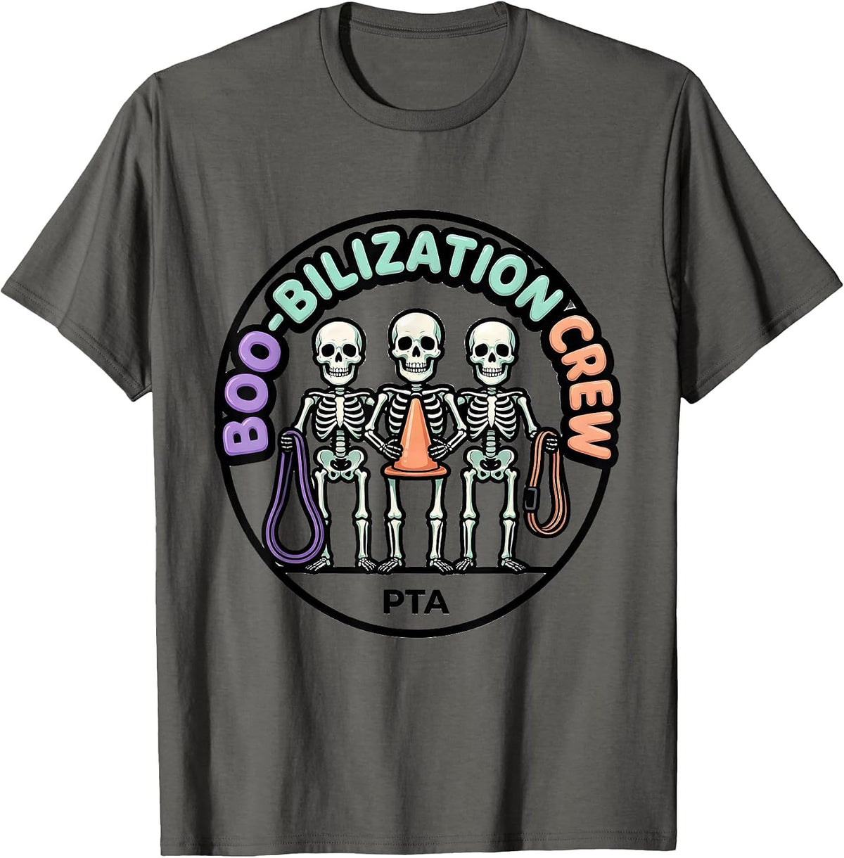 Men's Boo-bilization Crew PTA Funny Physical Therapy Halloween T-Shirt - Asphalt Grey