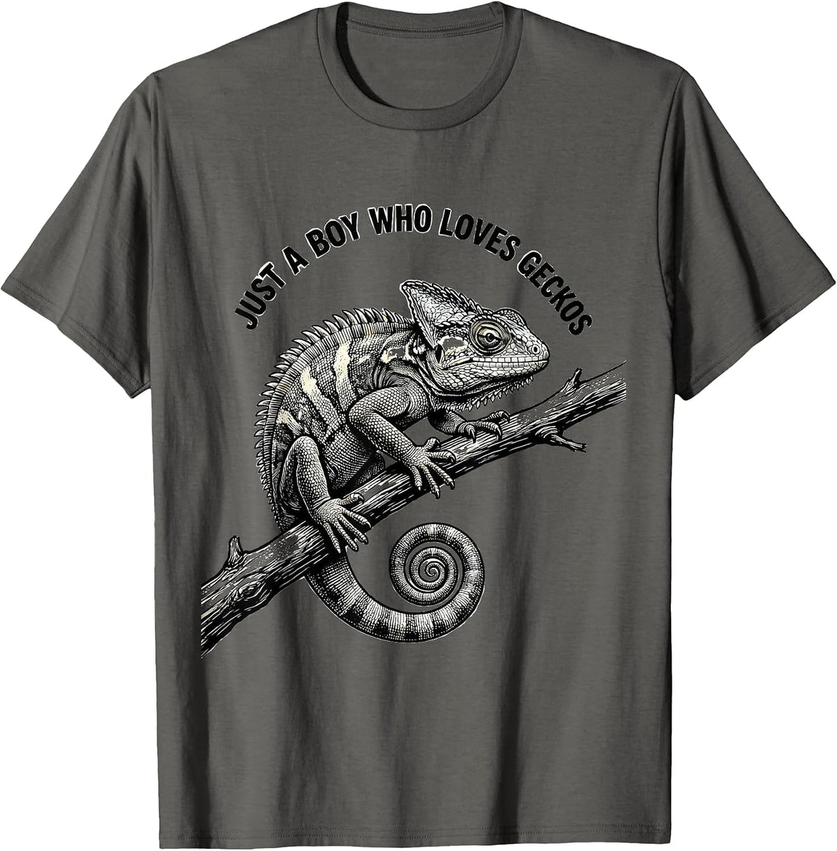 Men's Just A Boy Who Loves Geckos Funny Reptile Lover Humor T-Shirt - Asphalt Grey