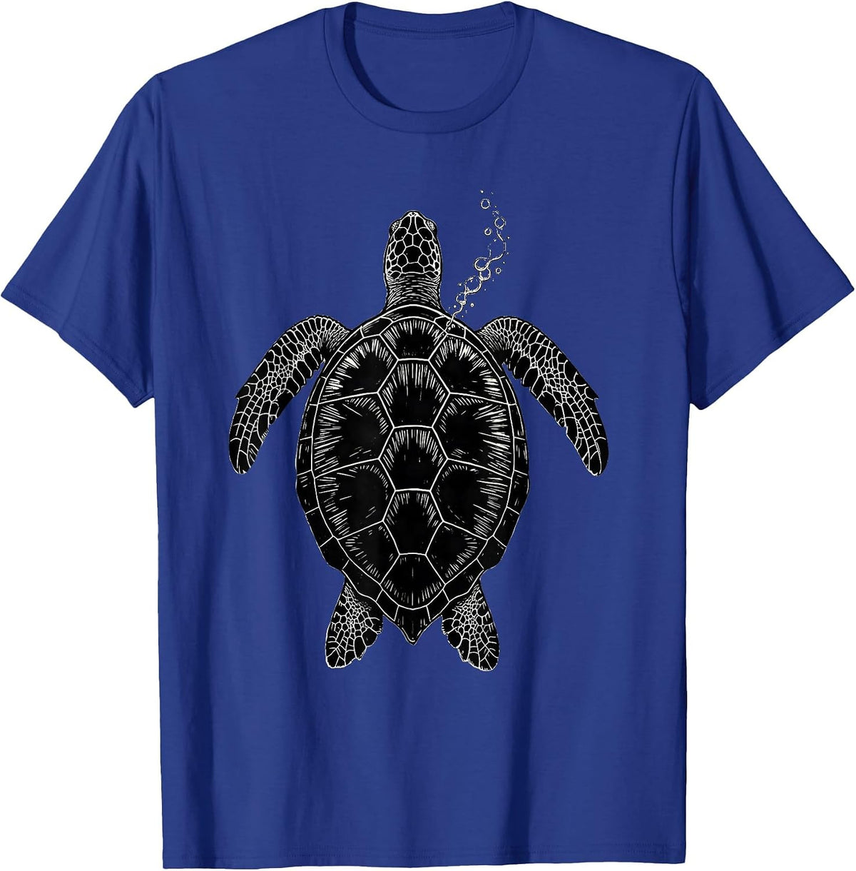 Sea Turtle Scratchboard Ocean Animal Beach Art T-Shirt - Royal Blue
