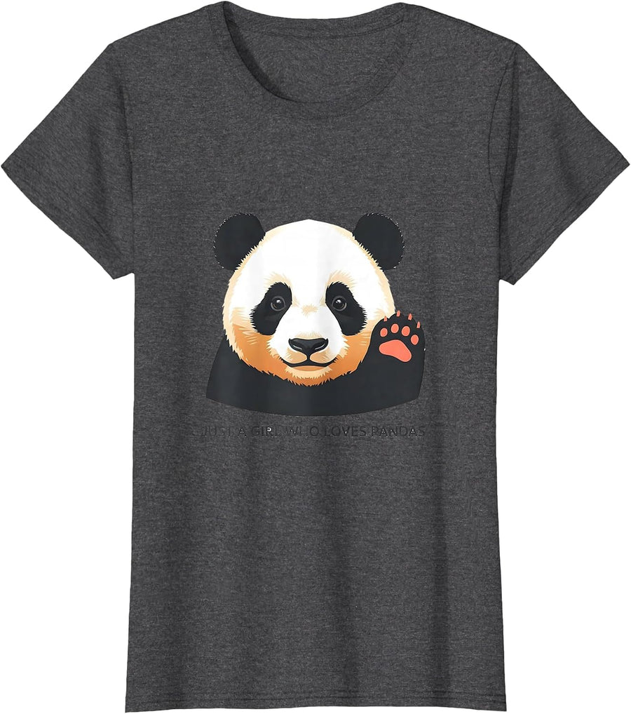 Women's Just A Girl Who Loves Pandas Cute Panda Cub Bear Lover Gift T-Shirt - Dark Heather Grey