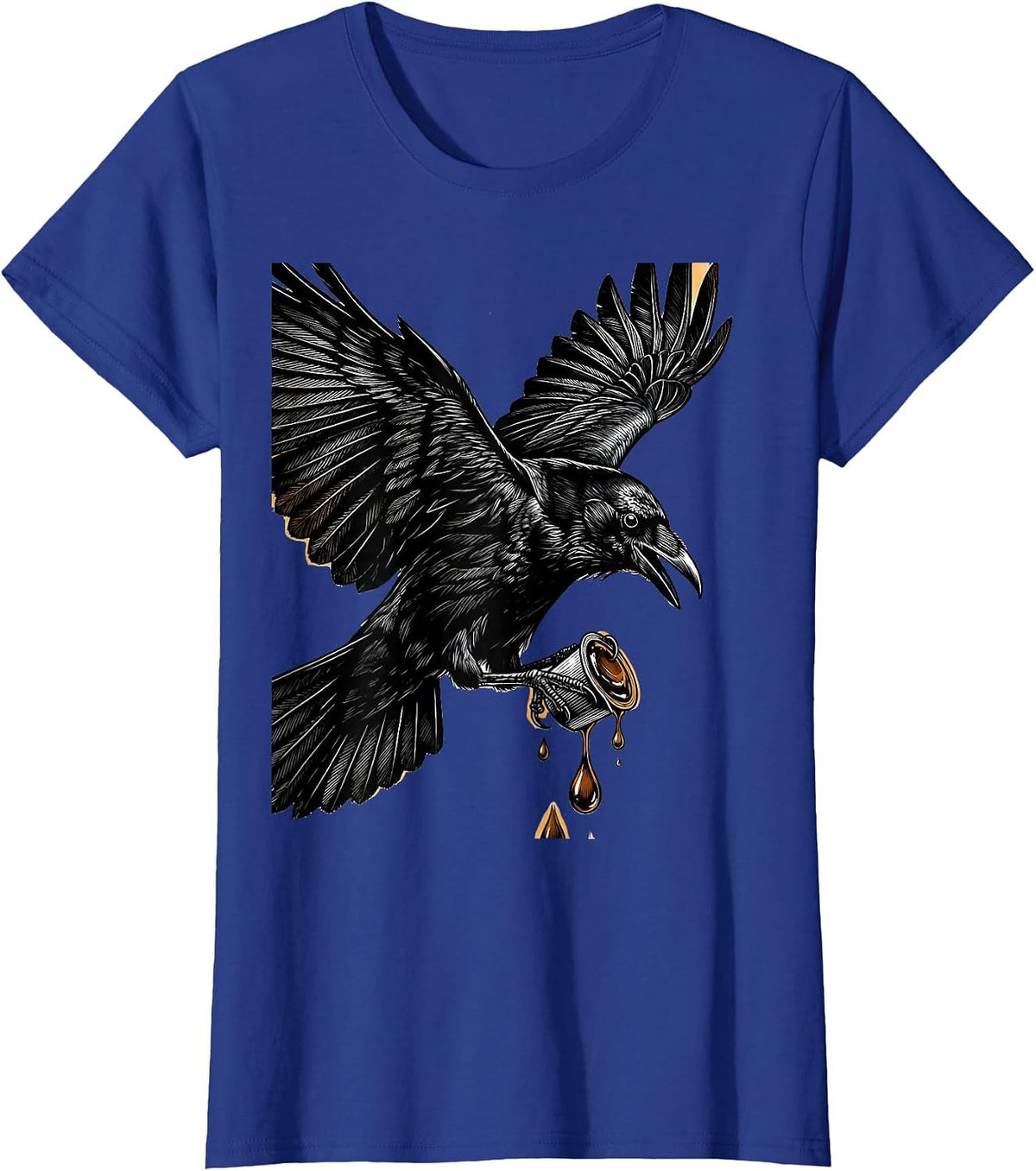Women's Cawf Crow Coffee Lover Graphic Tee T-Shirt - Royal Blue