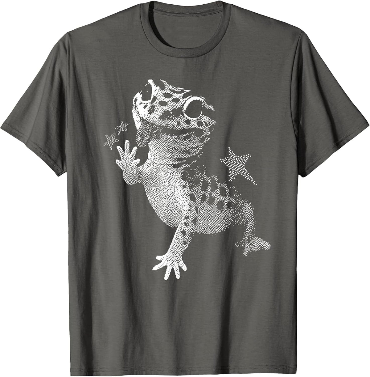 Retro Funny Leopard Gecko Meme Starry Cute Pet Lover Silly T-Shirt - Asphalt Grey