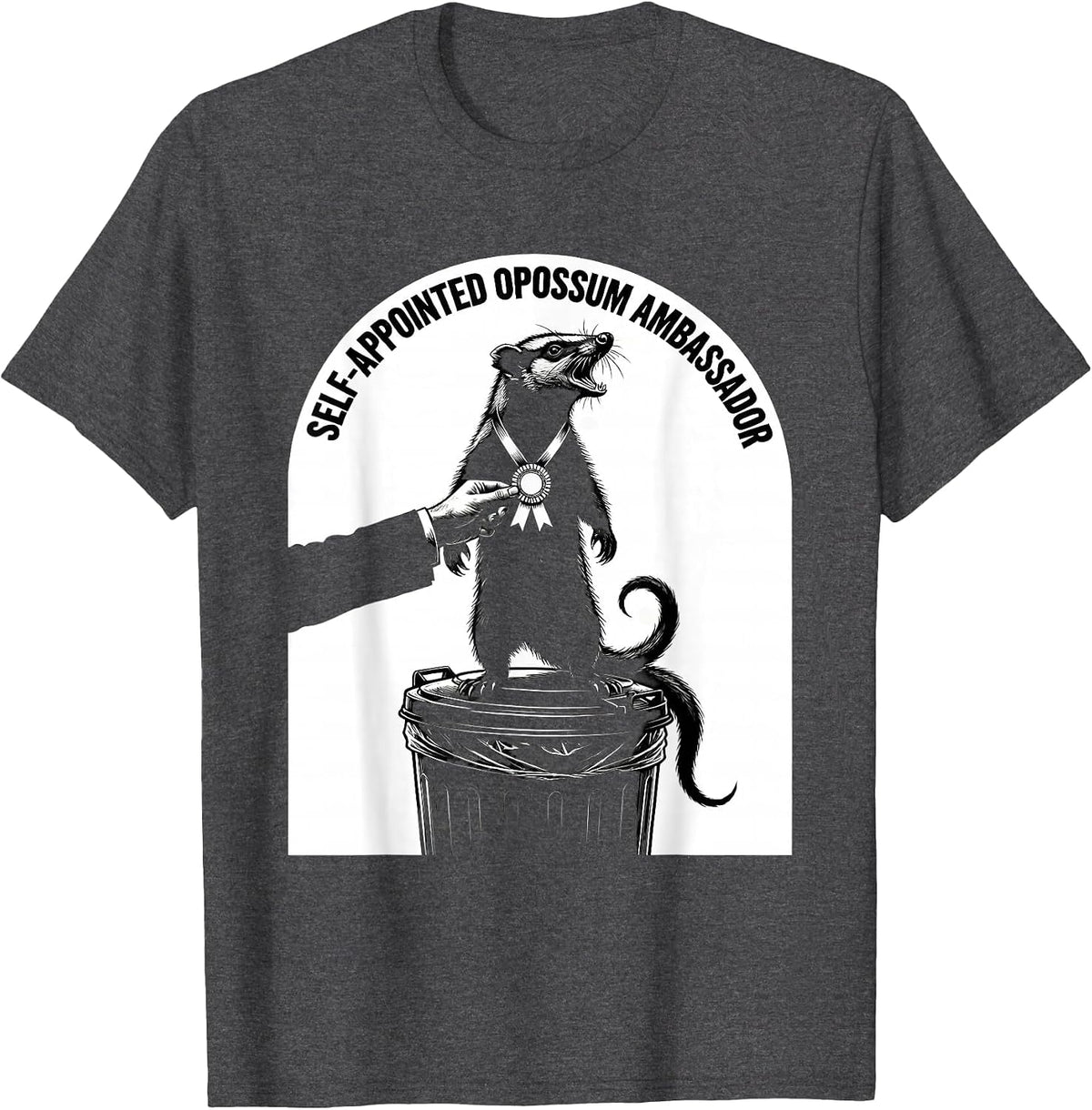 Men's Self-Appointed Opossum Ambassador Funny Possum Lover Meme T-Shirt - Dark Heather Grey