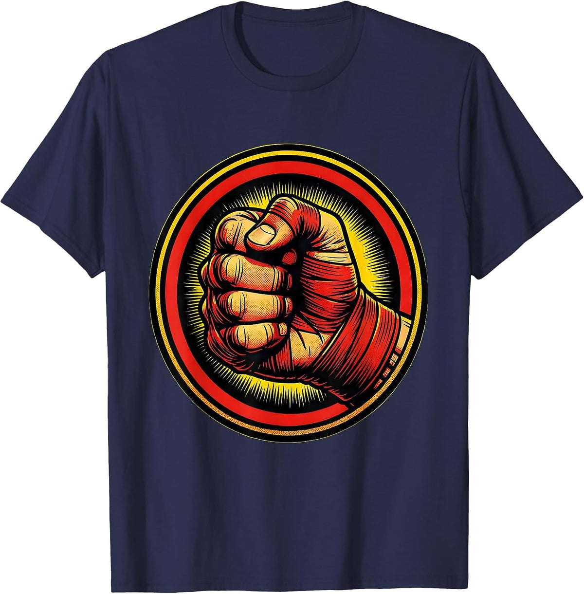 Boxing Taped Hands Close-Up Graphic Tee T-Shirt - Navy Blue