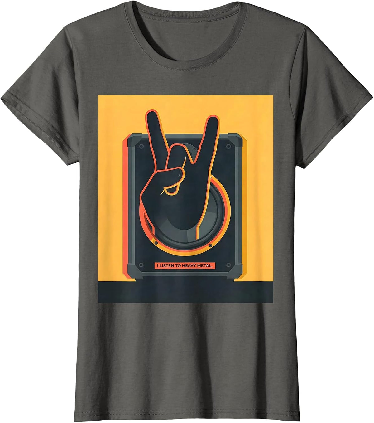Women's I Listen To Heavy Metal Funny Rock Fan Music Lover Gift T-Shirt - Asphalt Grey