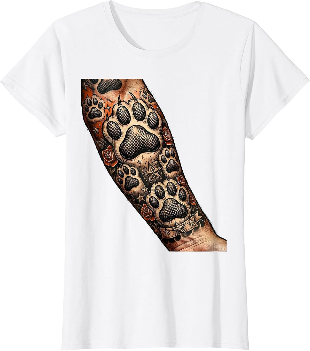 Childless Cat Dad Summer Cat Pawprint Tattoo T-Shirt - White