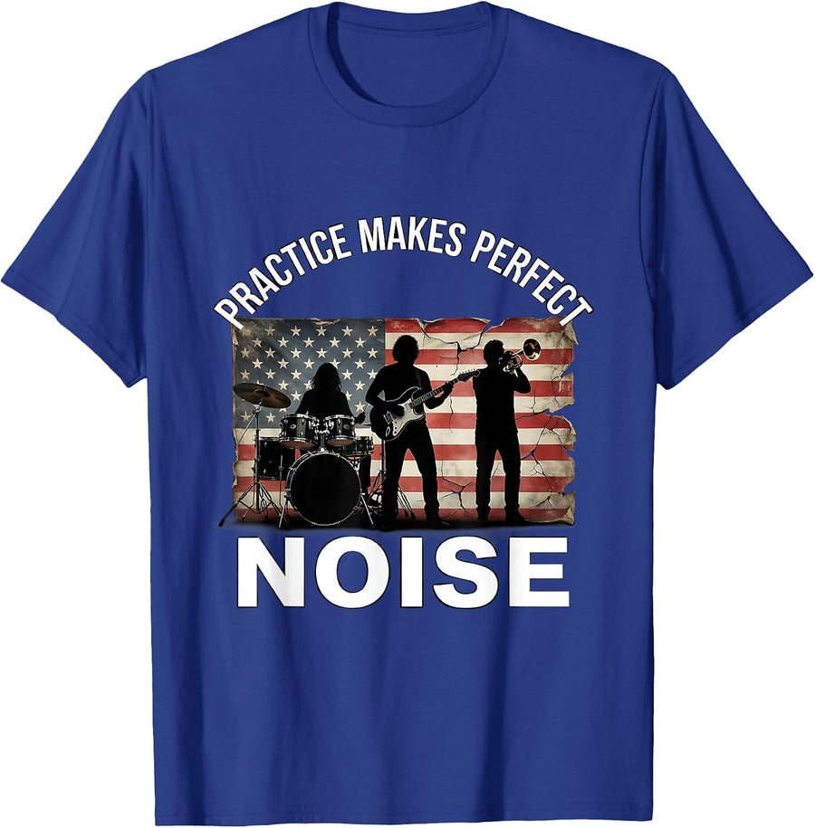 Practice Makes Perfect Noise Musician Design T-Shirt - Royal Blue