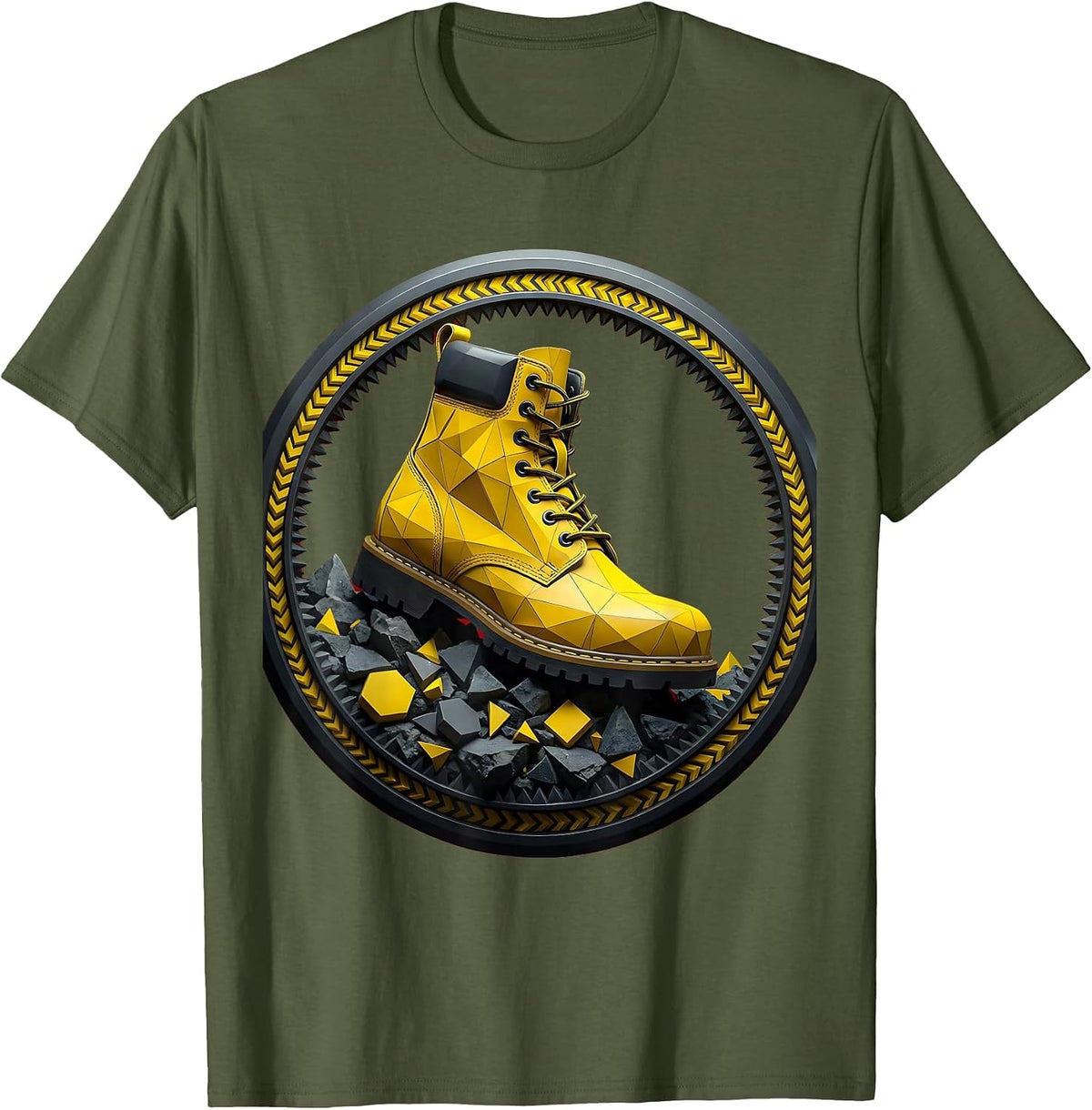 Welder Boot Slag Pile Graphic Tee T-Shirt - Olive Green