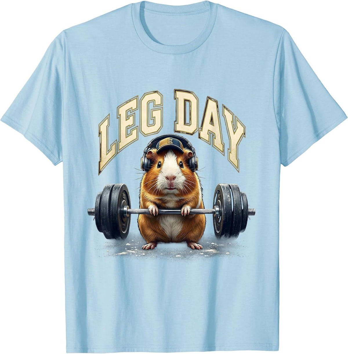 Men's Leg Day Funny Guinea Pig Gym Workout Weightlifting Meme T-Shirt - Baby Blue